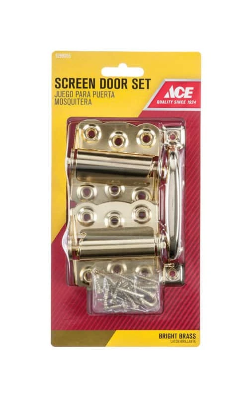 Ace Bright Brass Steel Screen/Storm Door Hardware Set 2 Pk 4 Ace Bright Brass Steel Screen/Storm Door Hardware Set 2 Pk - Image 2