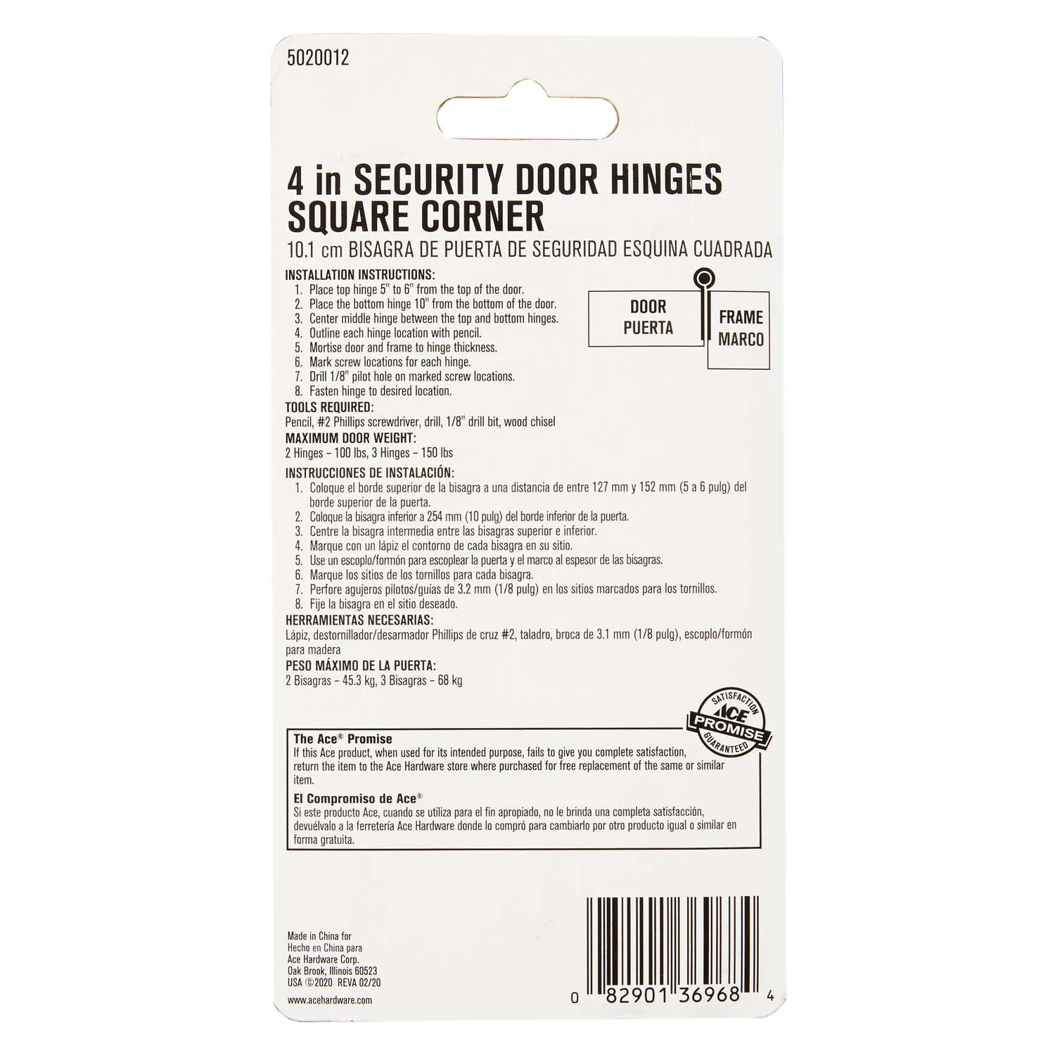 Ace 4 In. L Satin Nickel Residential Door Hinge 3 Pk 5 Ace 4 In. L Satin Nickel Residential Door Hinge 3 Pk - Image 3