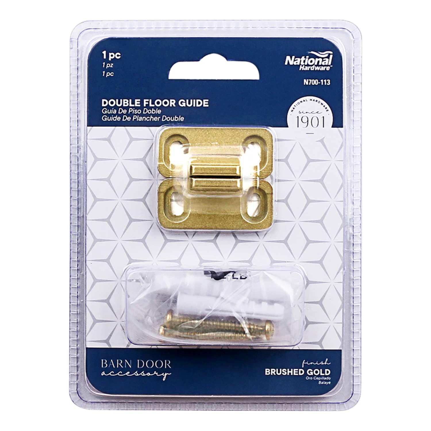 National Hardware Brushed Gold Aluminum Double Floor Guide 1 Pc 5 National Hardware Brushed Gold Aluminum Double Floor Guide 1 Pc - Image 3