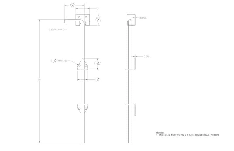 Ace 18 In. L Metallic Zinc Cane Bolt 1 Pk 5 Ace 18 In. L Metallic Zinc Cane Bolt 1 Pk - Image 3