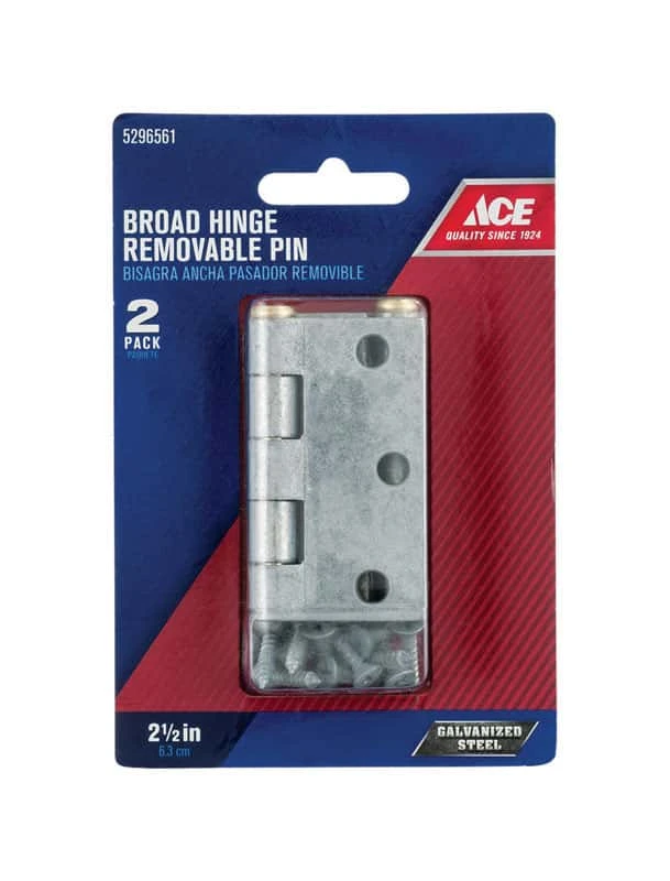 Ace 2-1/2 In. L Galvanized Broad Hinge 2 Pk 3 Ace 2-1/2 In. L Galvanized Broad Hinge 2 Pk