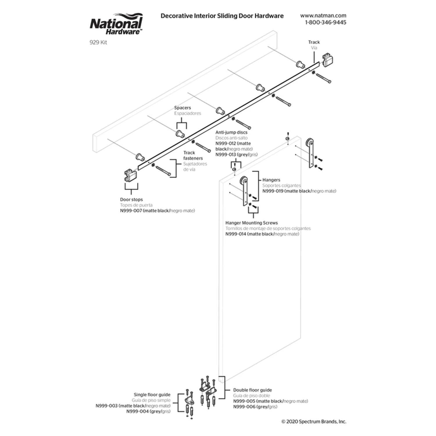 National Hardware Builder Matte Black Steel Barn Door Hanger Kit 1 Pc 7 National Hardware Builder Matte Black Steel Barn Door Hanger Kit 1 Pc - Image 5