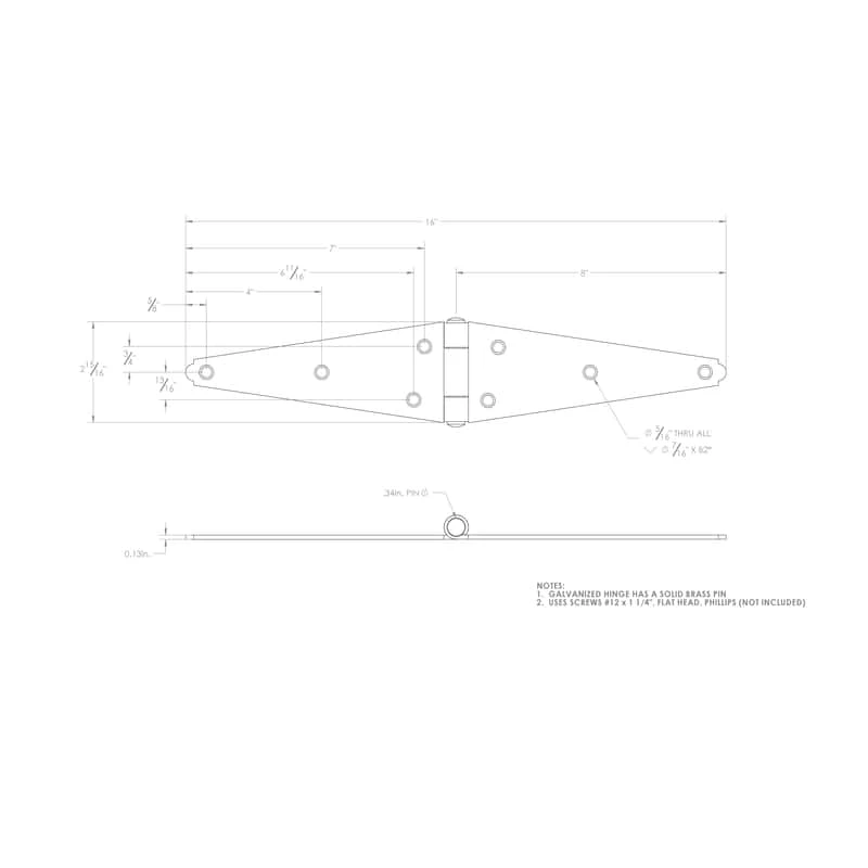 Ace 8 In. L Galvanized Heavy Duty Strap Hinge 1 Pk 4 Ace 8 In. L Galvanized Heavy Duty Strap Hinge 1 Pk - Image 2