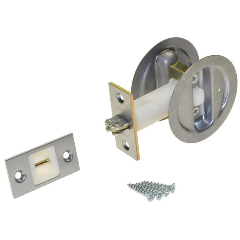Johnson Hardware Satin Nickel Silver Steel Pocket Door Privacy Lock 3 Johnson Hardware Satin Nickel Silver Steel Pocket Door Privacy Lock