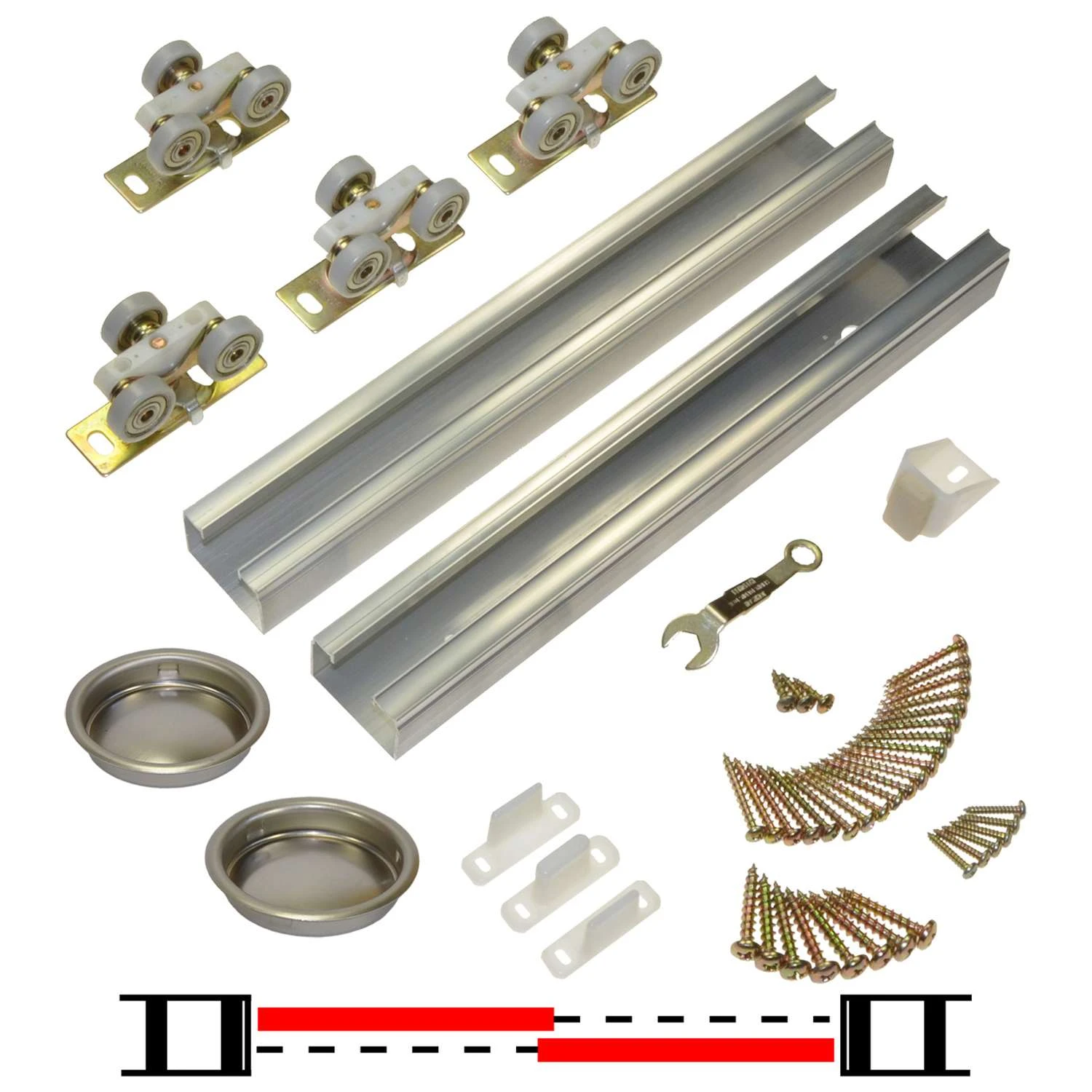Johnson Hardware Aluminum By-Pass Door Hardware Set 3 Johnson Hardware Aluminum By-Pass Door Hardware Set