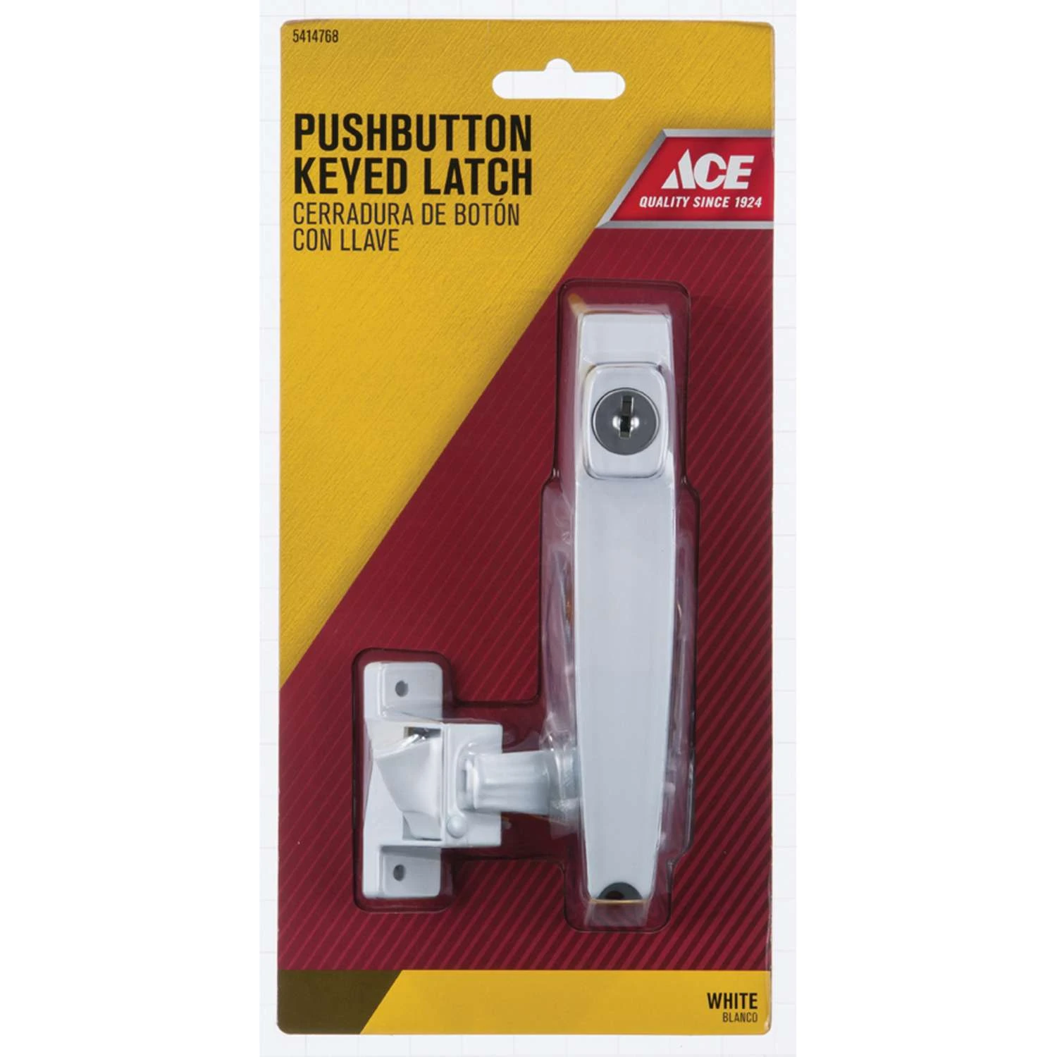 Ace White White Steel Push Button Keyed Latch 1 Pk 5 Ace White White Steel Push Button Keyed Latch 1 Pk - Image 3