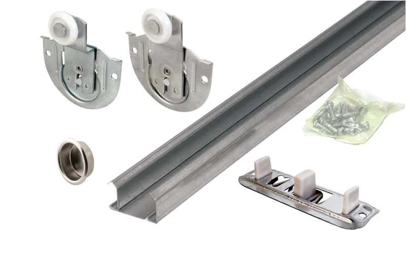 Prime-Line Galvanized Silver Steel By-Pass Door Hardware Set 1 Pk 3 Prime-Line Galvanized Silver Steel By-Pass Door Hardware Set 1 Pk