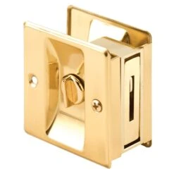 Prime-Line Polished Brass Gold Solid Brass Pocket Door Privacy Lock 1 Pk