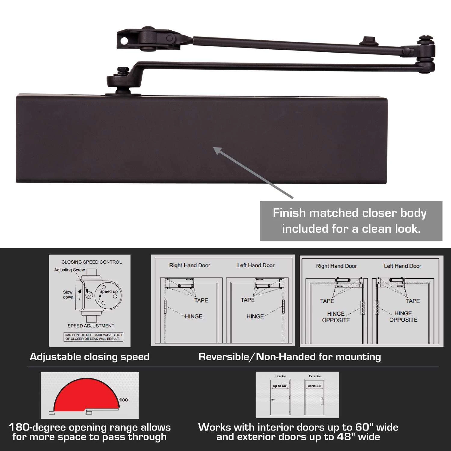Brinks Commercial Oil Rubbed Bronze Steel Hydraulic Door Closer Grade 1 5 Brinks Commercial Oil Rubbed Bronze Steel Hydraulic Door Closer Grade 1 - Image 3